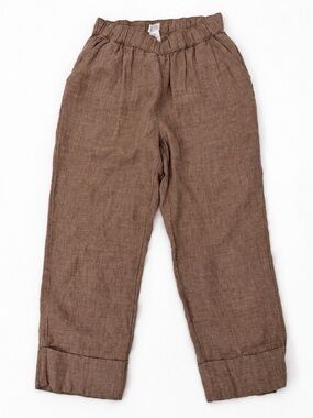 Sigrid Olsen 100% Linen Pull On Pants Relaxed Coastal Beige Boho S Wide-leg